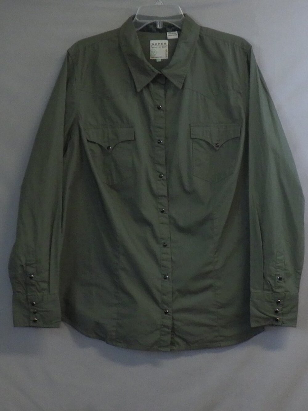 Roper "Wear the West" Women's Solid Poplin Western Shirt in Olive Green NWT A623